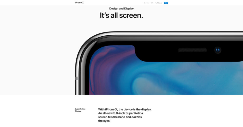 screenshot Apple iPhone webpage