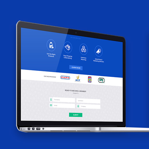 Mutual Drug home page in laptop